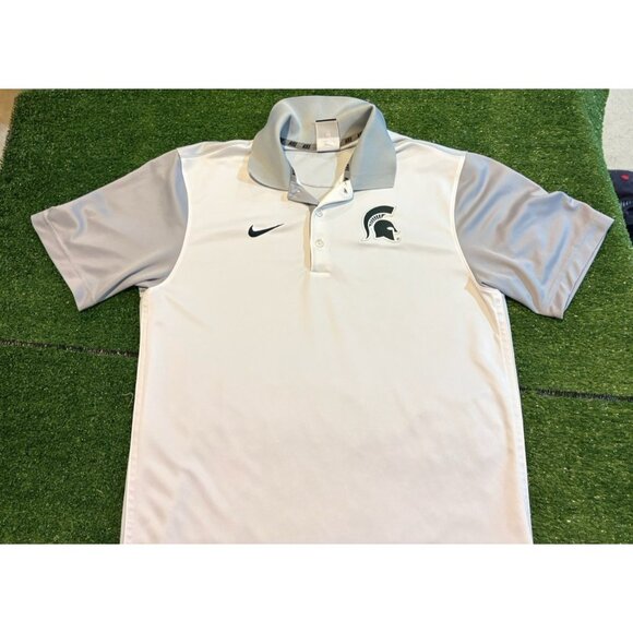 Michigan State Spartans polo mens small white gray nike lightweight MSU RK - Picture 4 of 9